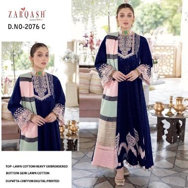 ZARQASH KHAYYIRA SUITS NOOR JAHAN 2076 C CHIFFON DIGITAL PRINTED SUITS