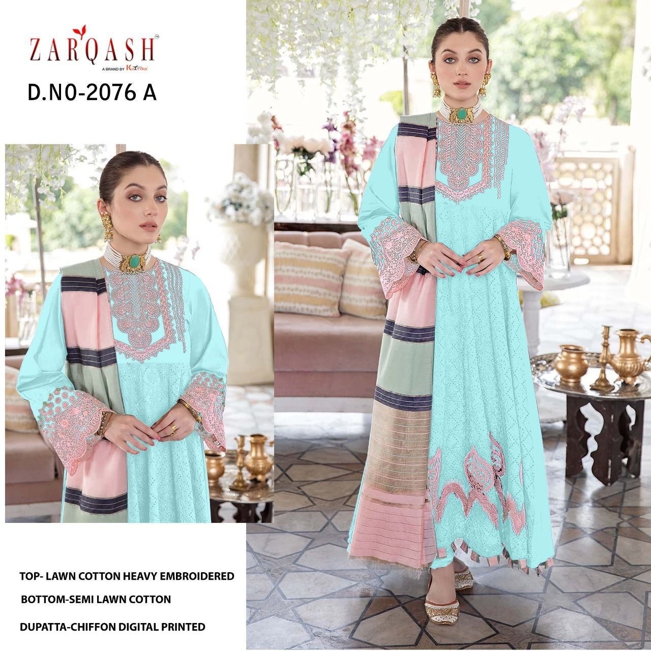 ZARQASH KHAYYIRA SUITS NOOR JAHAN 2076 A PAKISTANI DRESS WHOLESALE SURAT