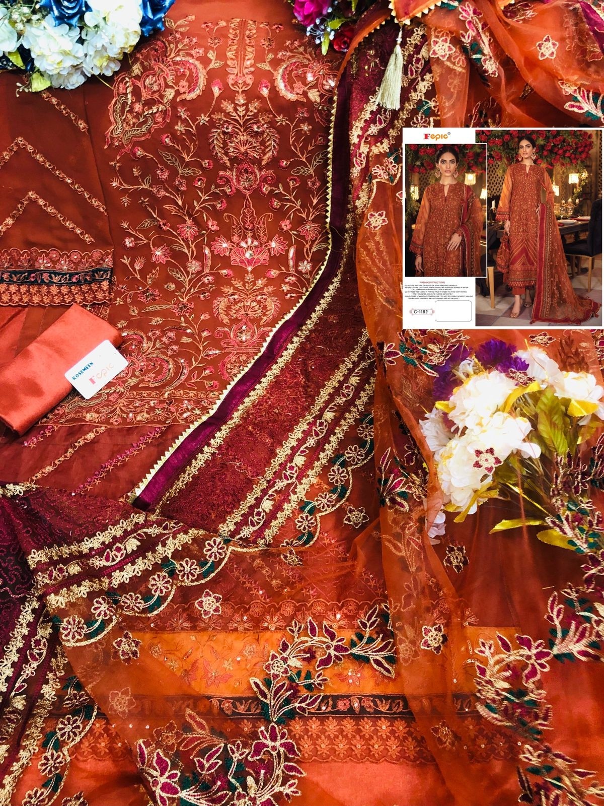 FEPIC ROSEMEEN C 1182 GEORGETTE EMBROIDERED SALWAR KAMEEZ 