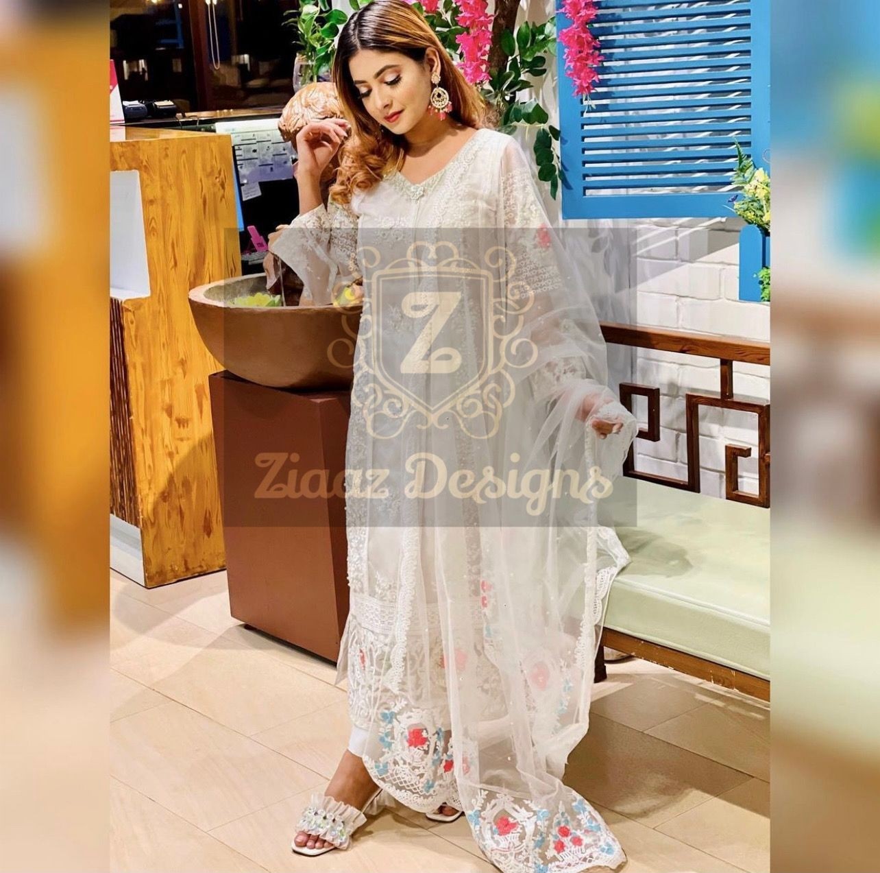 ZIAAZ DESIGNS DN 7777 A PAKISTANI SUITS SEMI STITCHED