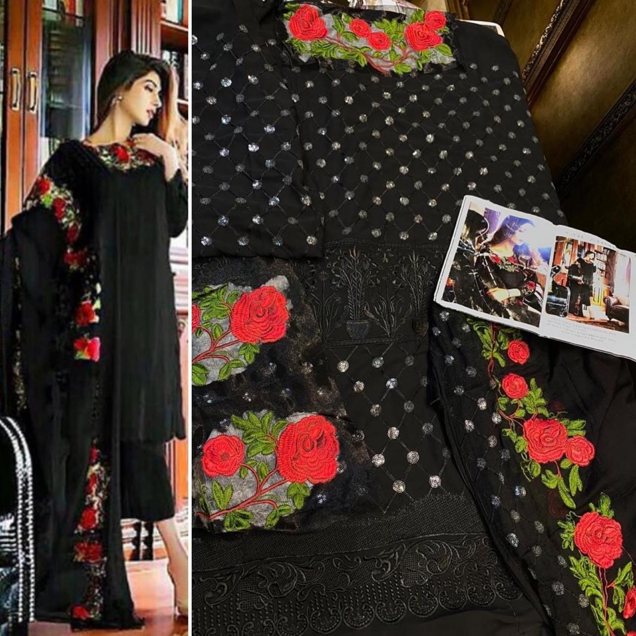 GUL AHMED BLACK PAKISTANI SALWAR KAMEEZ IN SURAT