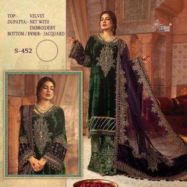SHREE FABS S 452 BEST PAKISTANI SUITS VELVET SINGLE
