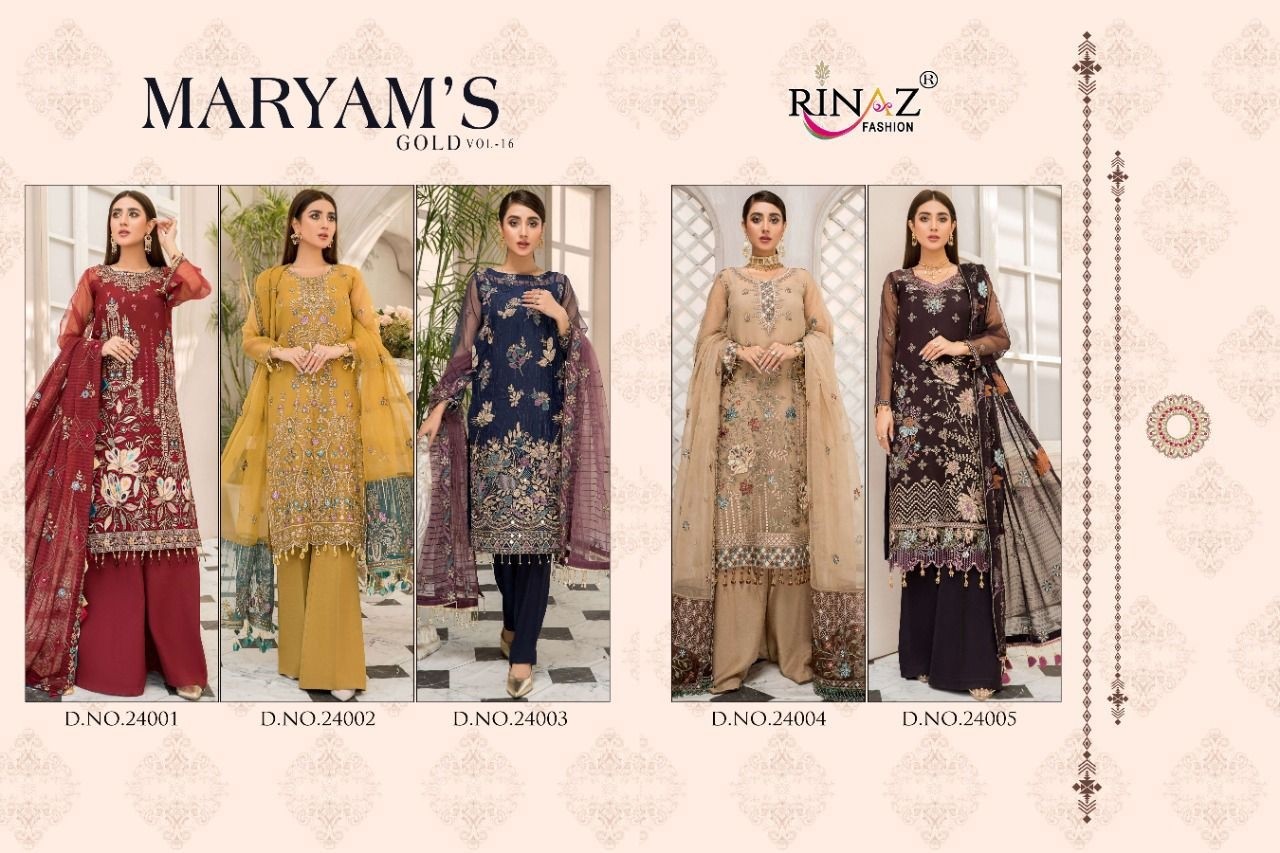 RINAZ FASHION MARYAM S GOLD VOL 16 24003 PAKISTANI DRESS MATERIAL ONLINE