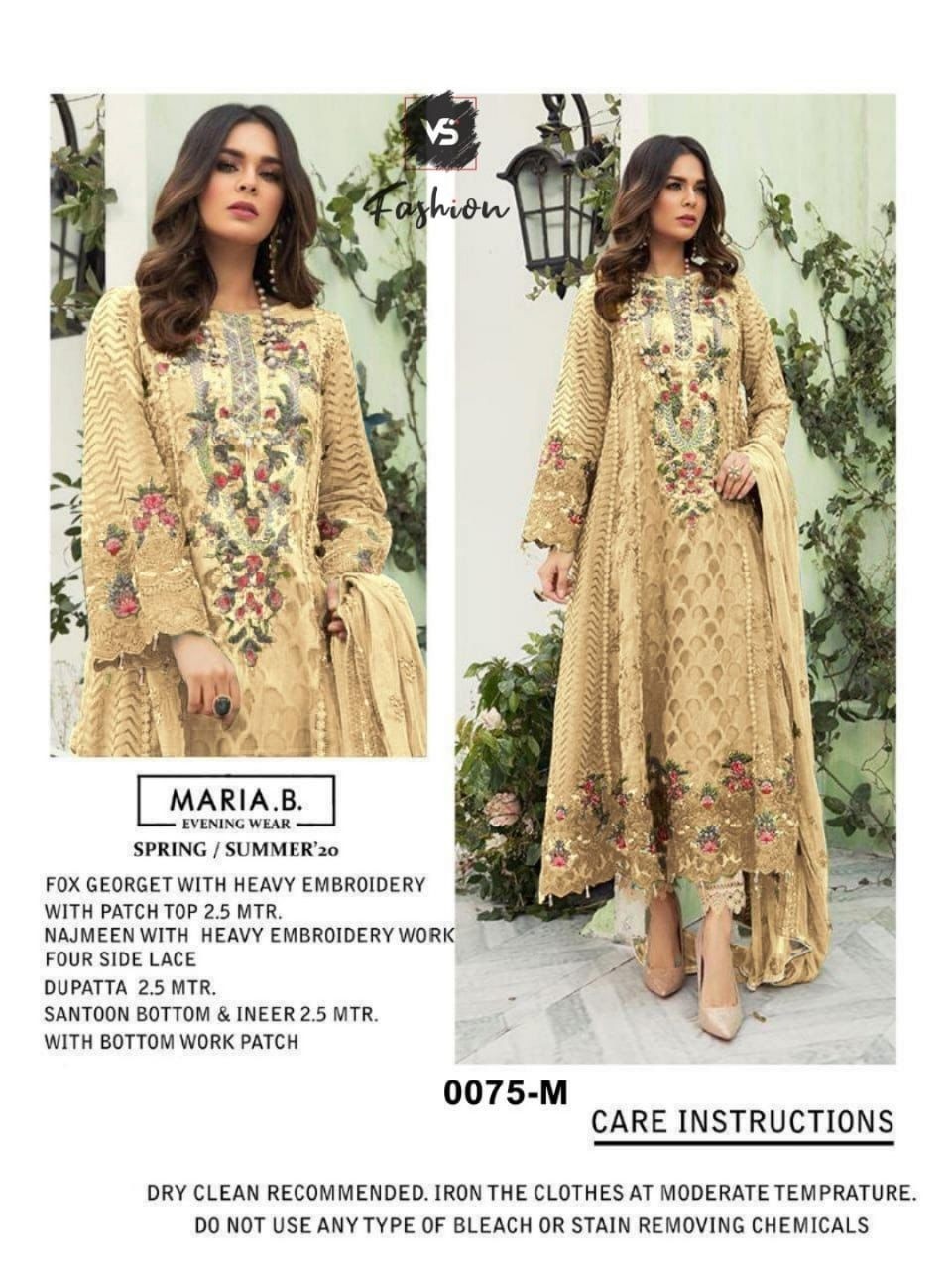 VS FASHION MARIA B 075 SINGLE ONLINE DEALER 9 DESIGN AVAILABLE