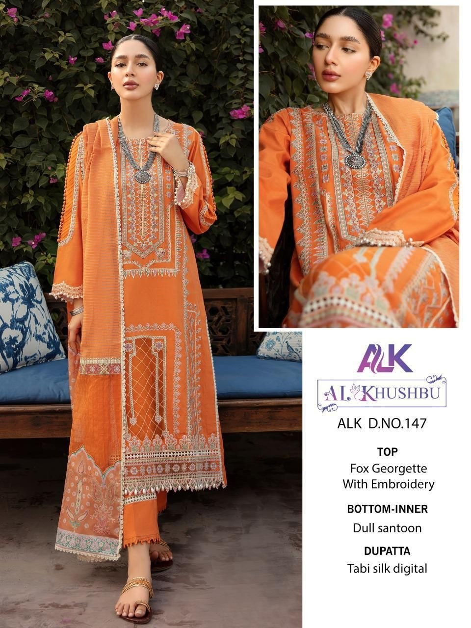 AL KHUSHBU ALK 147 ORANGE SALWAR KAMEEZ HIT DESIGN 2022
