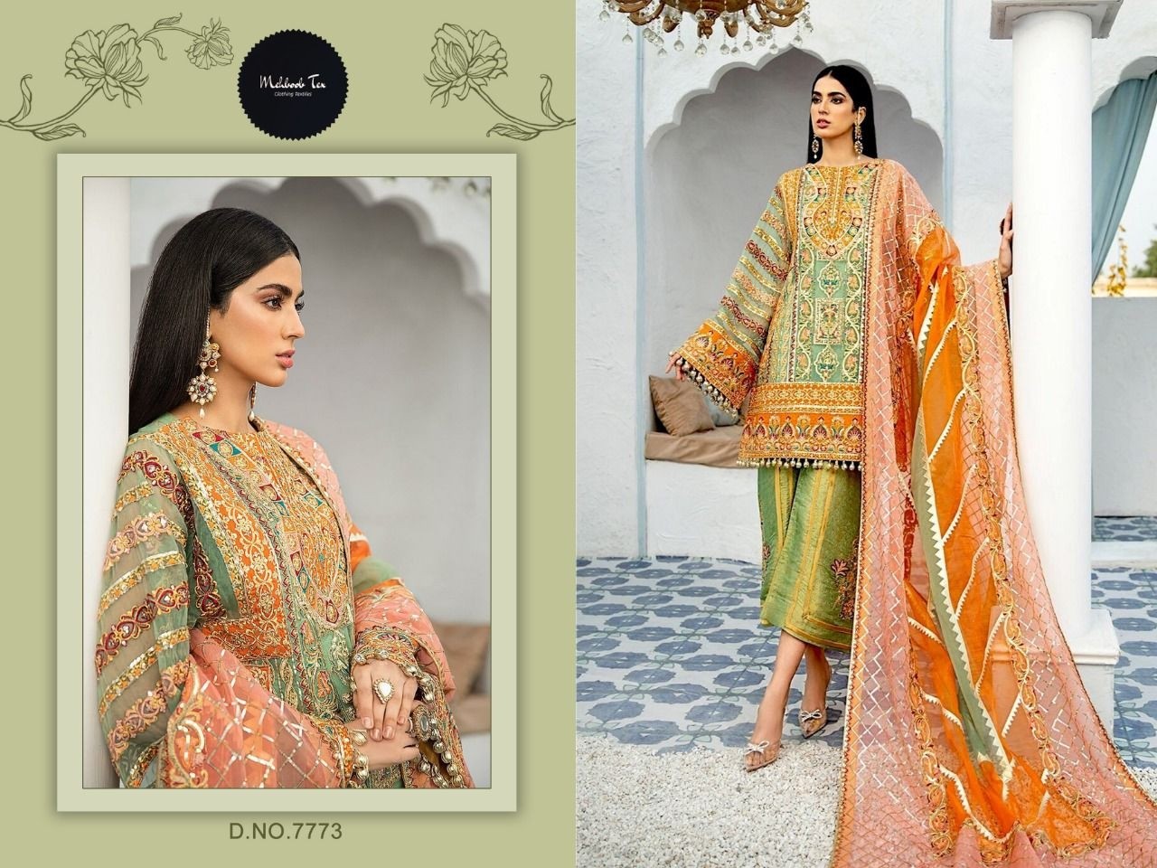 MEHBOOB TEX 7773 NURANI VOL 1 PAKISATANI SUITS GOTA WORK 