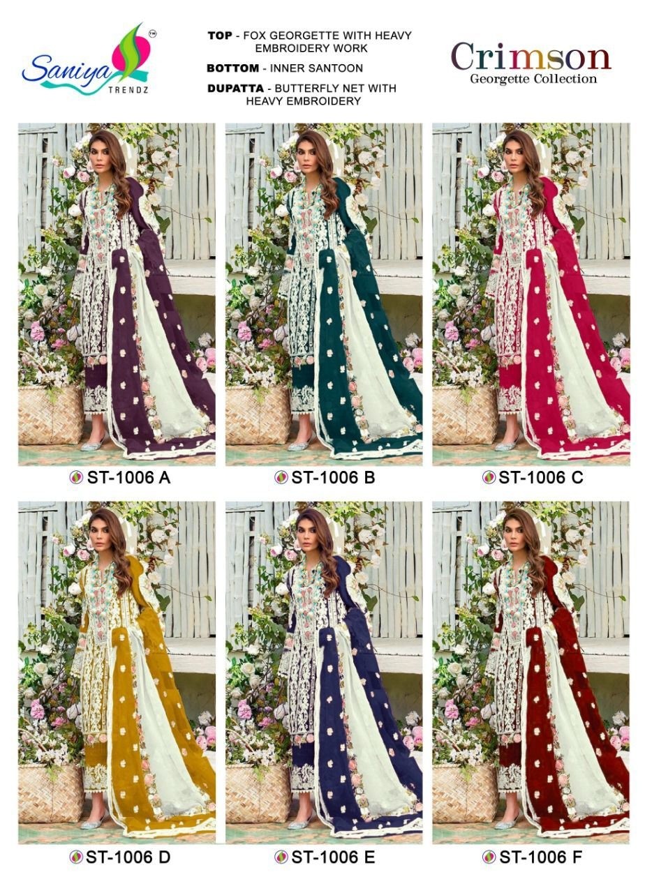 SANIYA TRENDZ CRIMSON GEORGETTE COLLECTION ST 1006 E SALWAR KAMEEZ BEST WHOLESALER