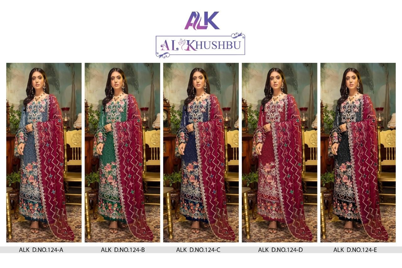 AL KHUSHBU ALK 124 A TO 124 E PAKISTANI SUITS SINGLE AVAILABLE