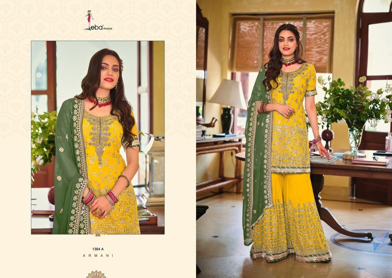 EBA LIFESTYLE ARMANI COLOUR EDITION VOL 2 1364 A TO 1364 E PAKISTANI SUITS DEALER SINGLE