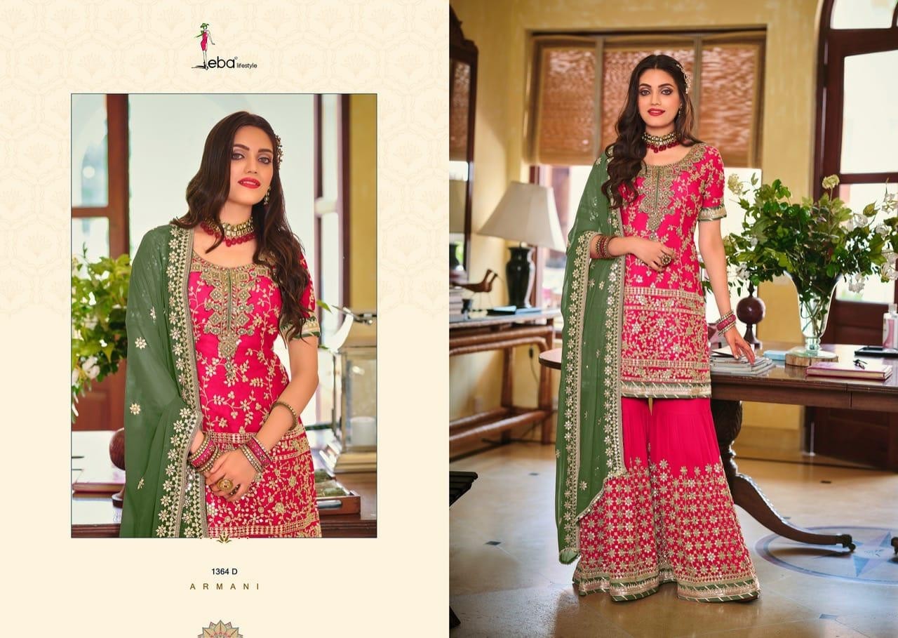 EBA LIFESTYLE ARMANI COLOUR EDITION VOL 2 1364 A TO 1364 E PAKISTANI SUITS DEALER SINGLE