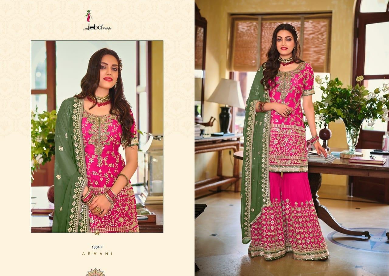 EBA LIFESTYLE ARMANI COLOUR EDITION VOL 2 1364 A TO 1364 E PAKISTANI SUITS DEALER SINGLE