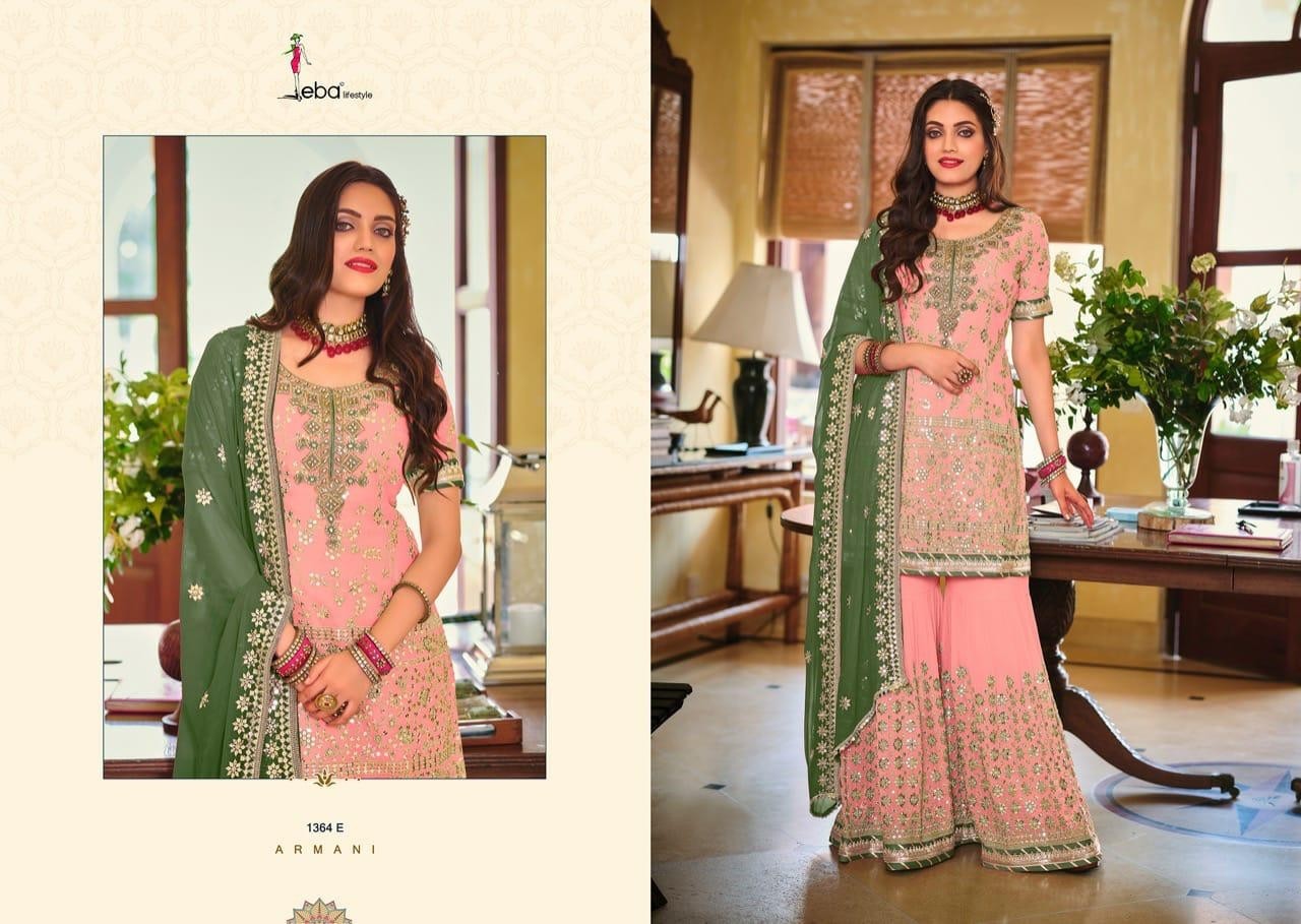EBA LIFESTYLE ARMANI COLOUR EDITION VOL 2 1364 A TO 1364 E PAKISTANI SUITS DEALER SINGLE