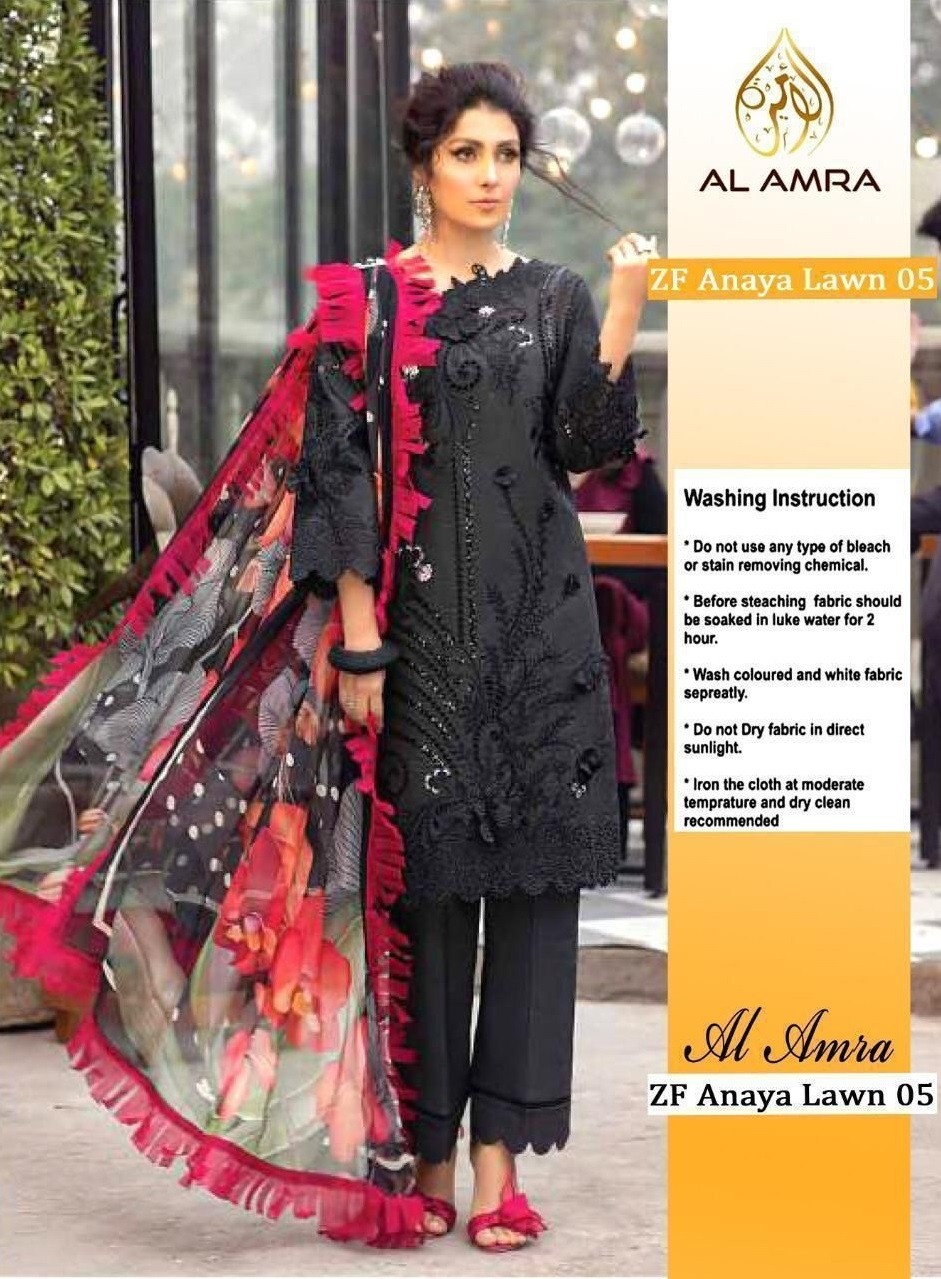 AL AMRA ZF ANAYA LAWN 5 BLACK DEALER SALWAR KAMEEZ