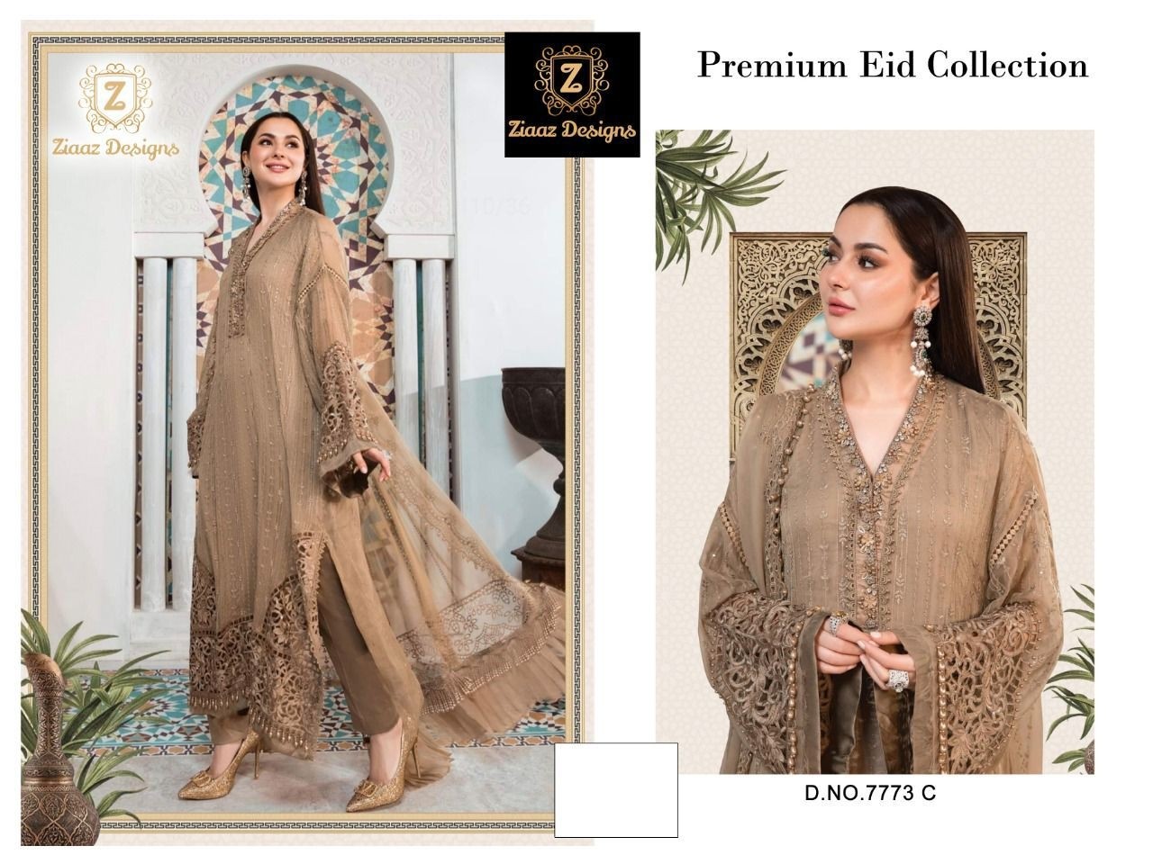 ZIAAZ DESIGNS PREMIUM EID COLLECTION D NO 7773 C BRANDED ONLINE PAKISTANI SUITS