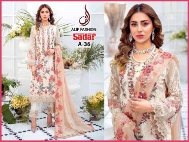 ALIF FASHION SADAF A 36 WHITE SALWAR KAMEEZ AVAILABLE