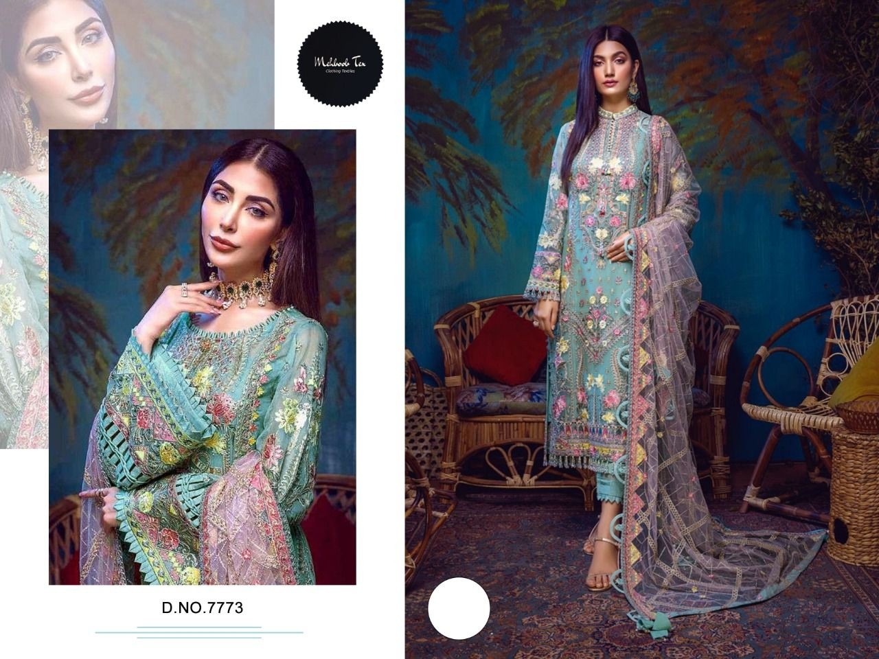 MEHBOOB TEX SAFIRA VOL 1 D NO 7773 FAUX GEORGETTE SALWAR KAMEEZ 
