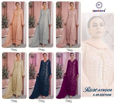 SHANAYA ROSE AYNOOR S 99 F EDITION PAKISTANI SUITS WHOLESALER SUPPLIER