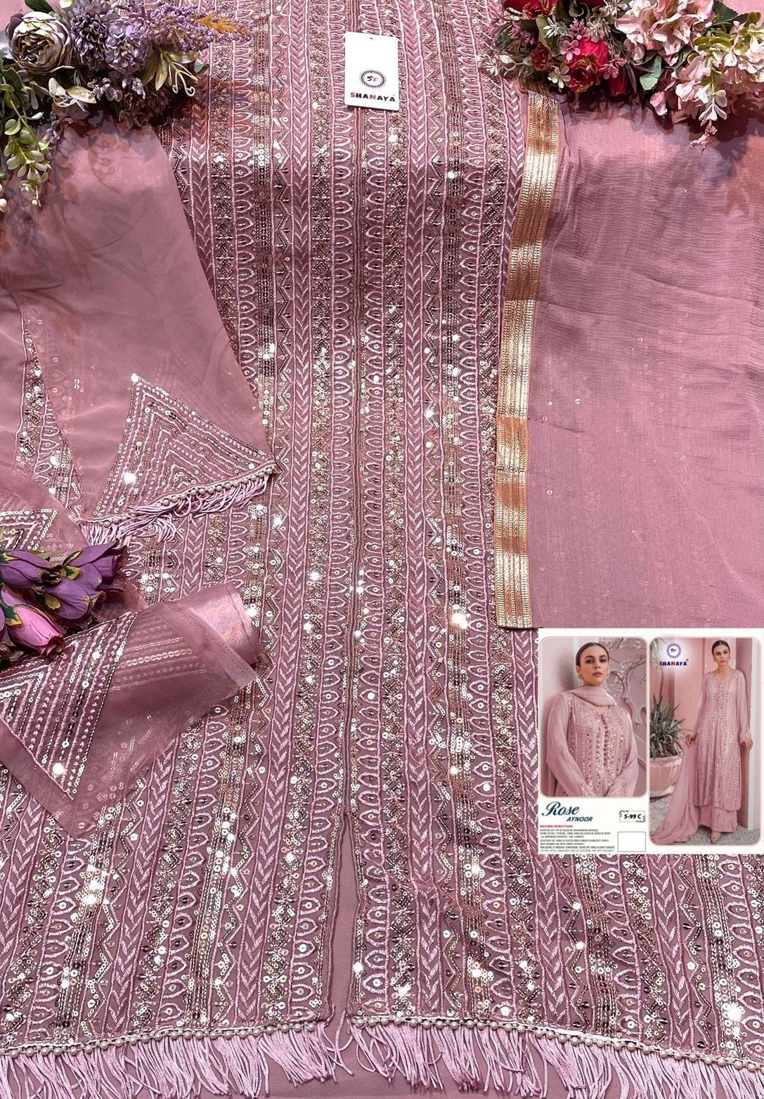 SHANAYA ROSE AYNOOR S 99 C EDITION PAKISTANI DESIGNER SUITS WHOLESALER