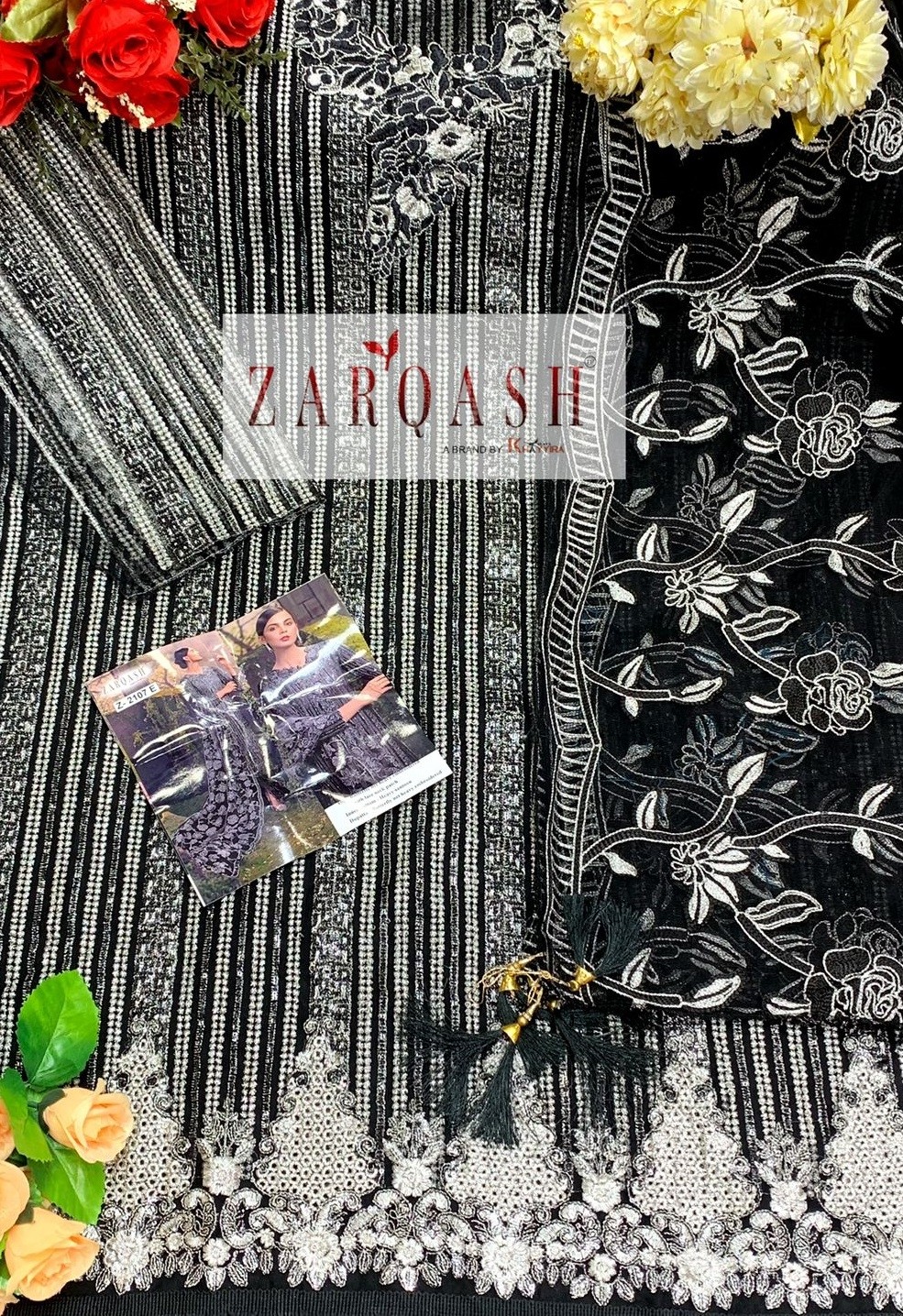 ZARQASH SANA SAFINAZ Z 2107 E PAKISTANI BLACK DRESS WITH PRICE