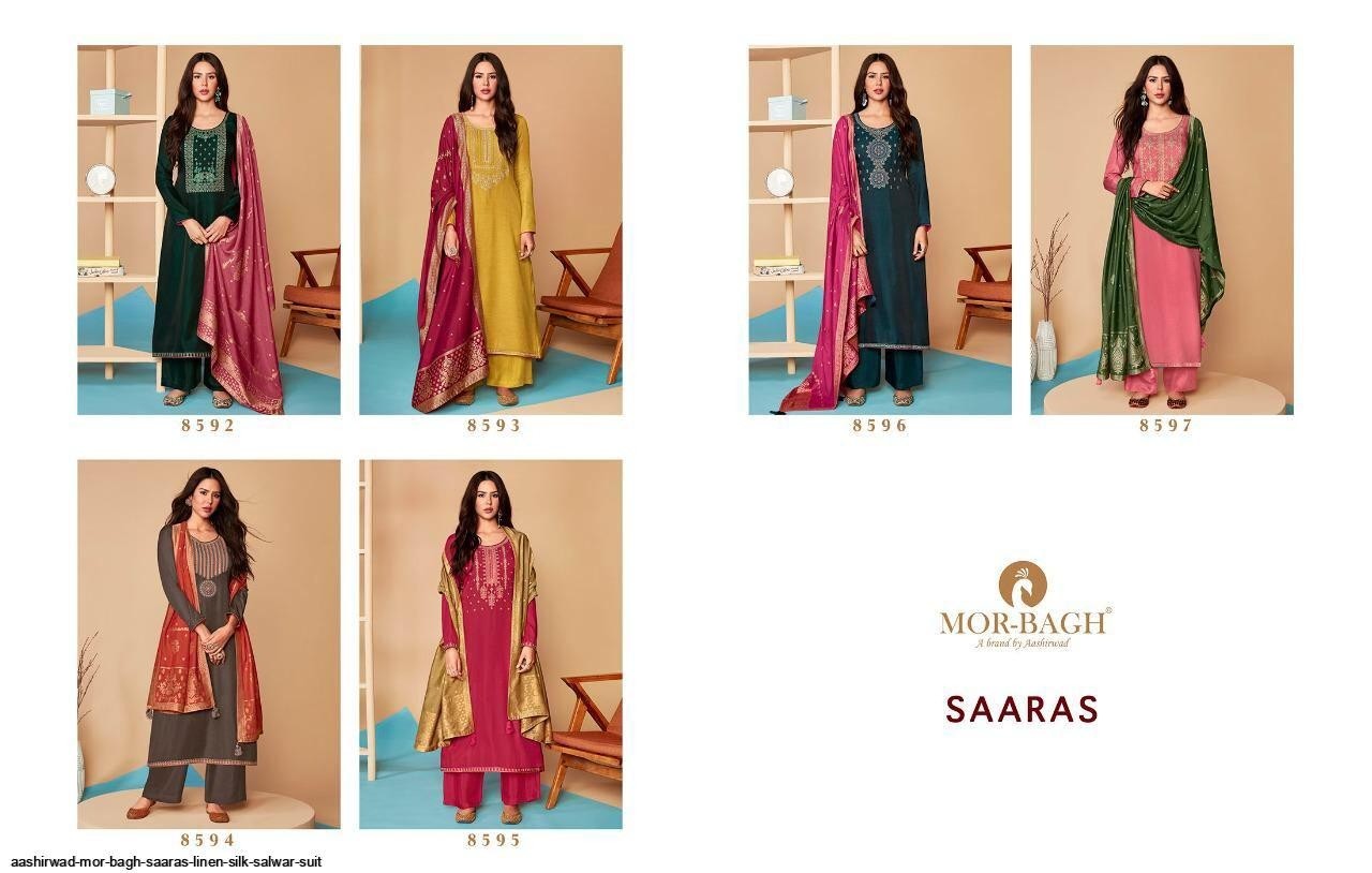 AASHIRWAD CREATION MOR BAGH SAARAS 8595 PAKISTANI SUITS SINGLE AVAILABLE