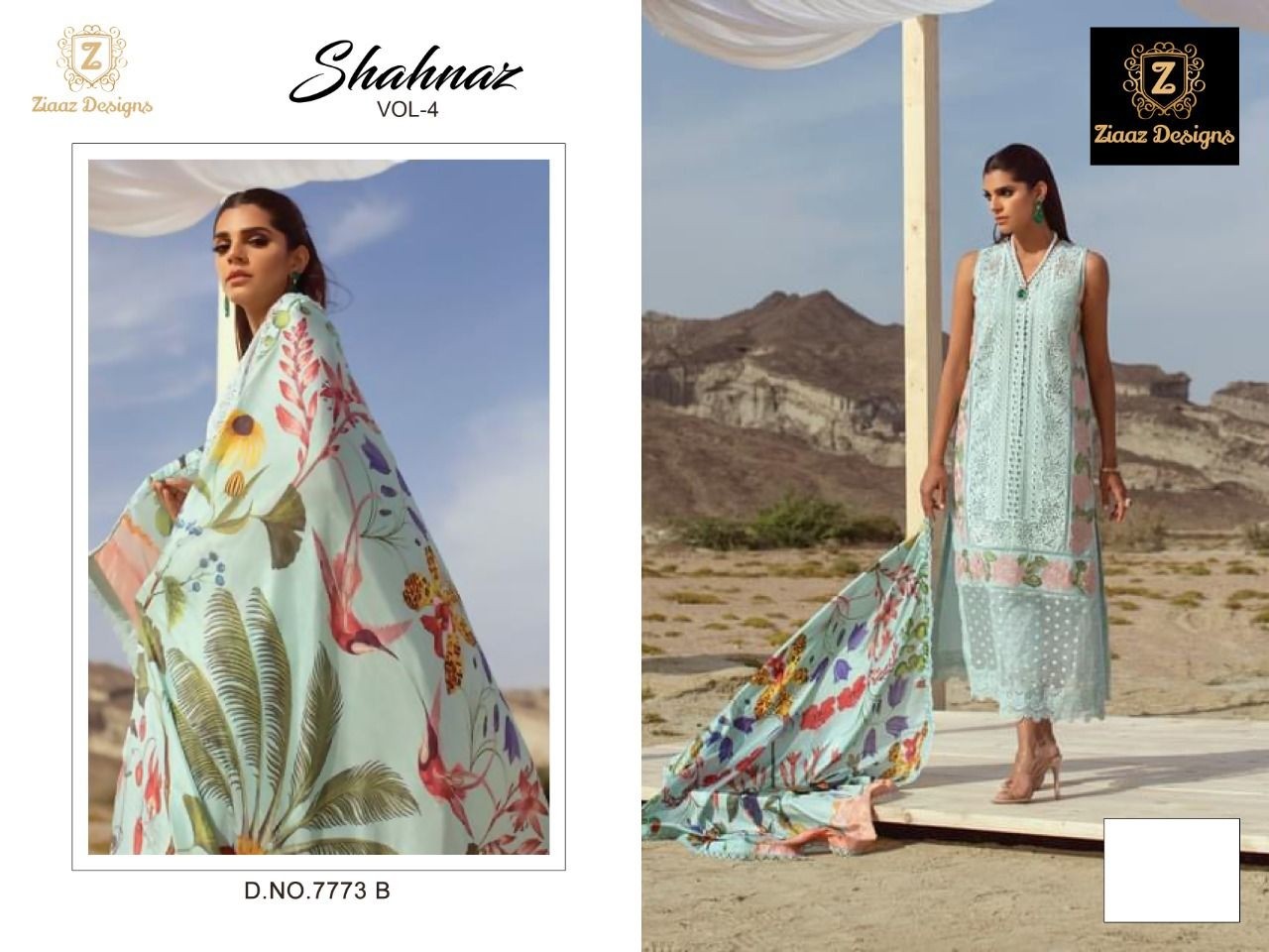 ZIAAZ DESIGNS SHAHNAZ VOL 4 DNO 7773 B ONLINE SELLER PAKISTANI SUITS