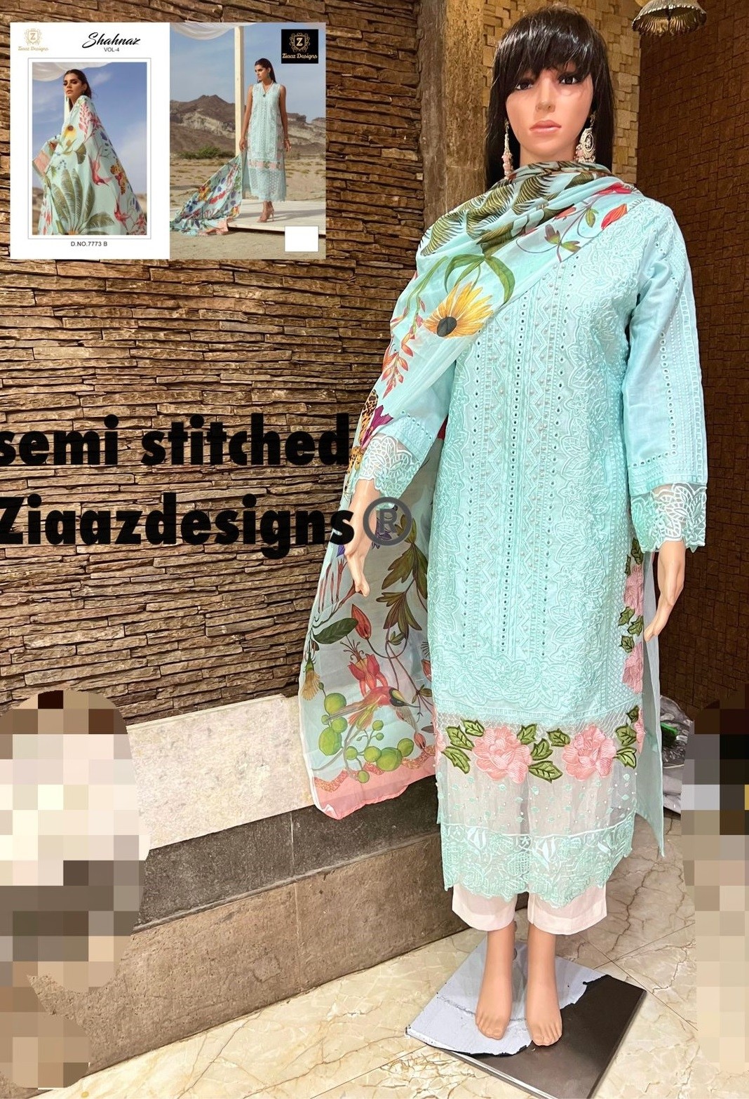 ZIAAZ DESIGNS SHAHNAZ VOL 4 DNO 7773 B ONLINE SELLER PAKISTANI SUITS