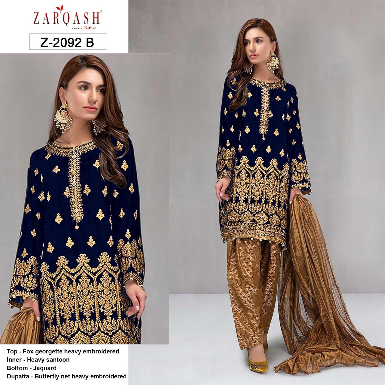 ZARQASH MARIYA B ROYAL SOIREE Z 2092 B NAVYBLUE LATEST SALWAR KAMEEZ