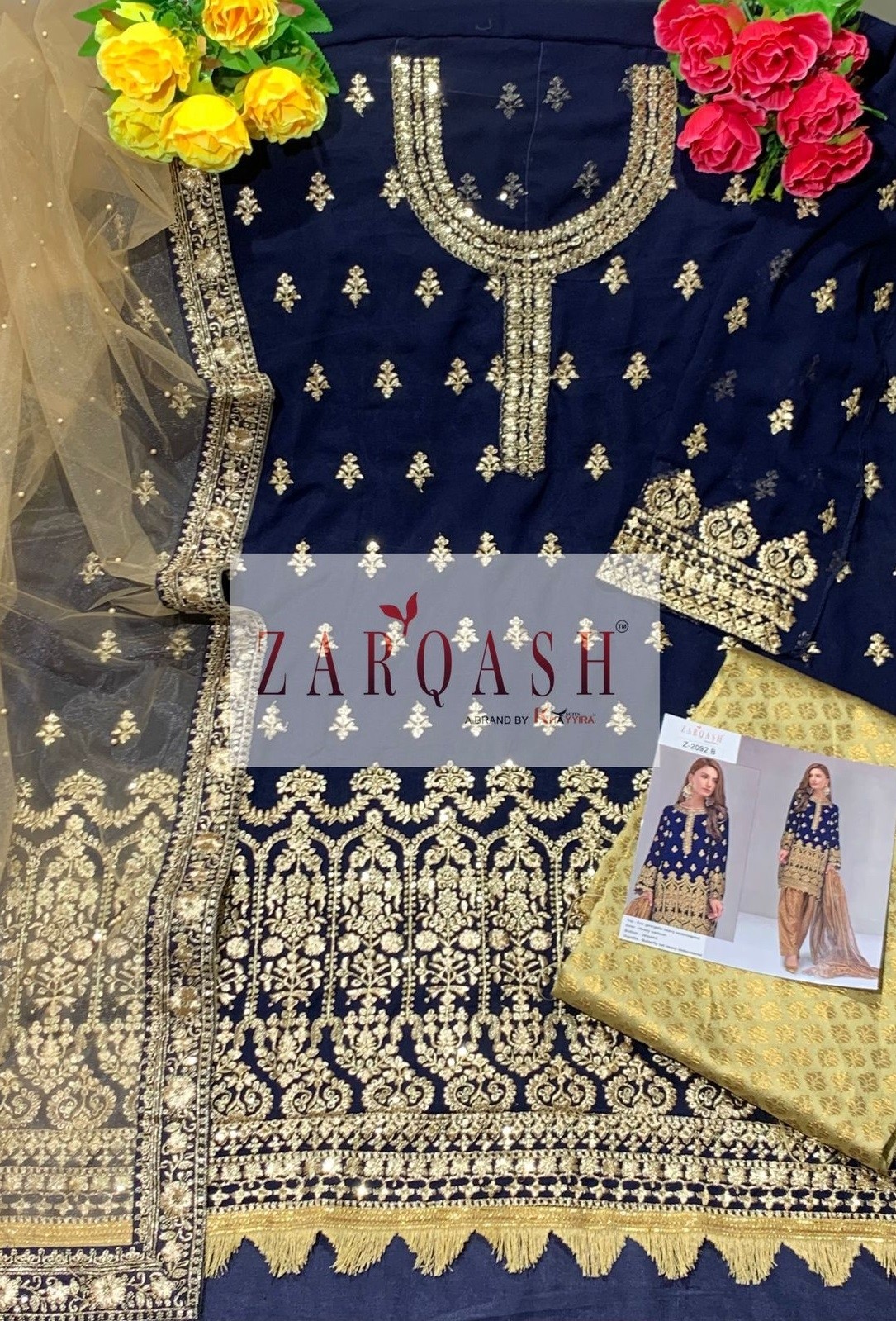 ZARQASH MARIYA B ROYAL SOIREE Z 2092 B NAVYBLUE LATEST SALWAR KAMEEZ