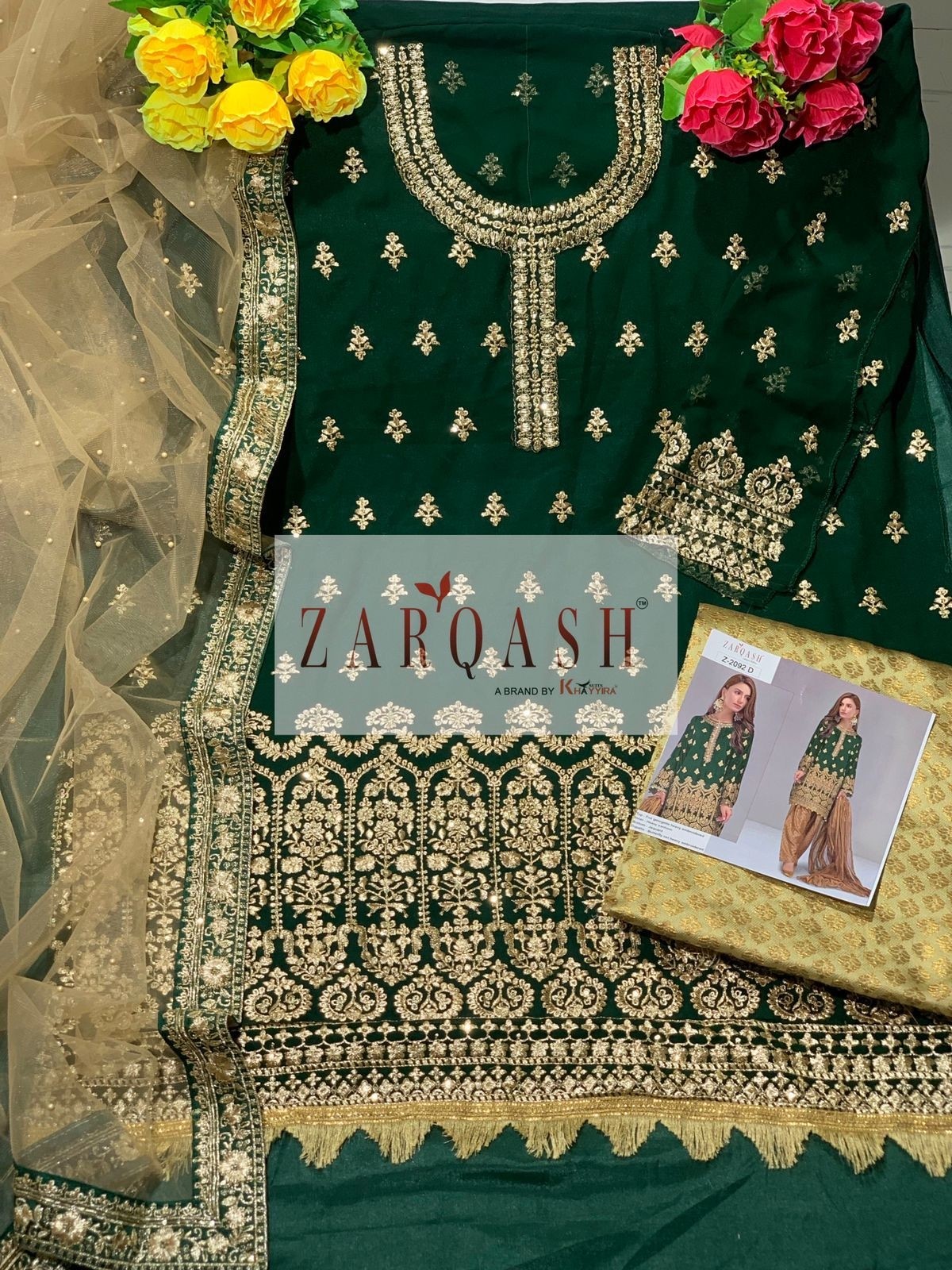 ZARQASH MARIYA B ROYAL SOIREE Z 2092 D GREEN LATEST SALWAR KAMEEZ