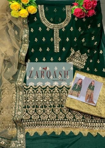ZARQASH MARIYA B ROYAL SOIREE Z 2092 D GREEN LATEST SALWAR KAMEEZ