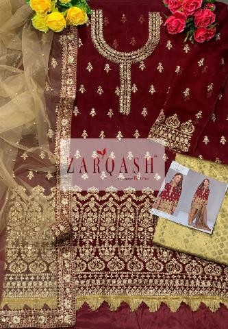 ZARQASH MARIYA B ROYAL SOIREE Z 2092 C MAROON LATEST SALWAR KAMEEZ
