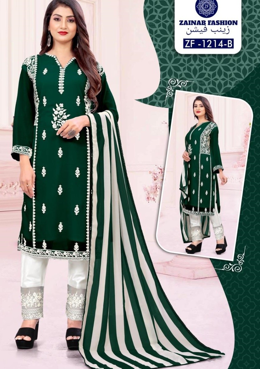 ZAINAB FASHION READYMADE COLLECTION VOL 11 D NO 1204 B GREEN PAKISTANI KURTIS