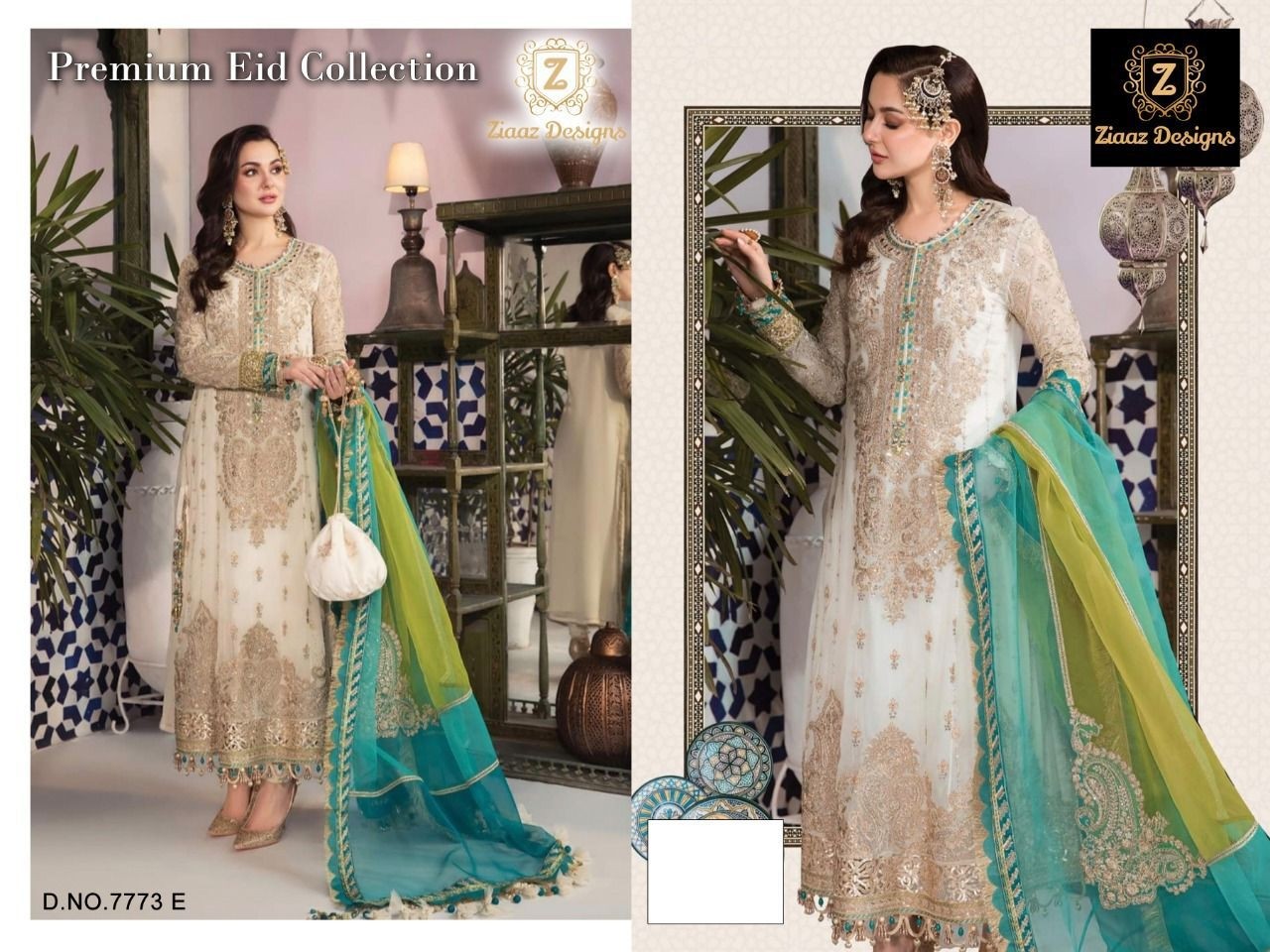 ZIAAZ DESIGNS PREMIUM EID COLLECTION D NO 7773 E BRANDED PAKISTANI SUITS