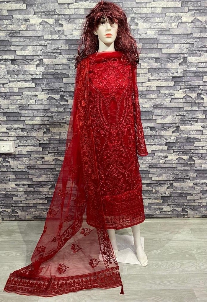 DEEPSY SUITS D 118 RED PAKISTANI DESIGNER SUITS