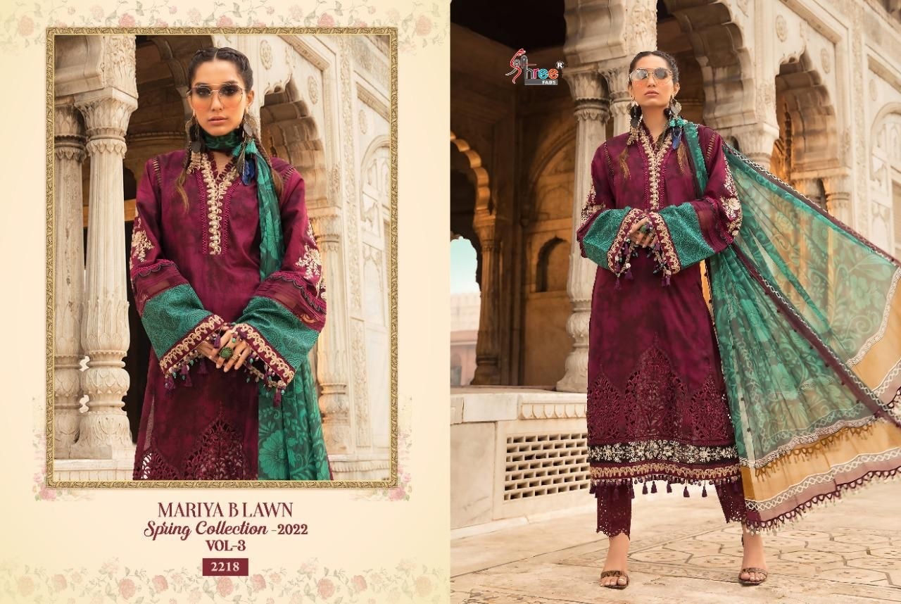 SHREE FABS MARIYA B LAWN SPRING COLLECTION 2022 VOL 3 2217 TO 2224 LATEST DESIGN SALWAR SUITS SINGLE