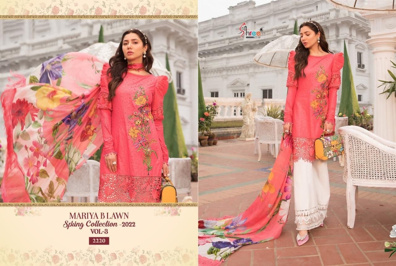 SHREE FABS MARIYA B LAWN SPRING COLLECTION 2022 VOL 3 2217 TO 2224 LATEST DESIGN SALWAR SUITS SINGLE