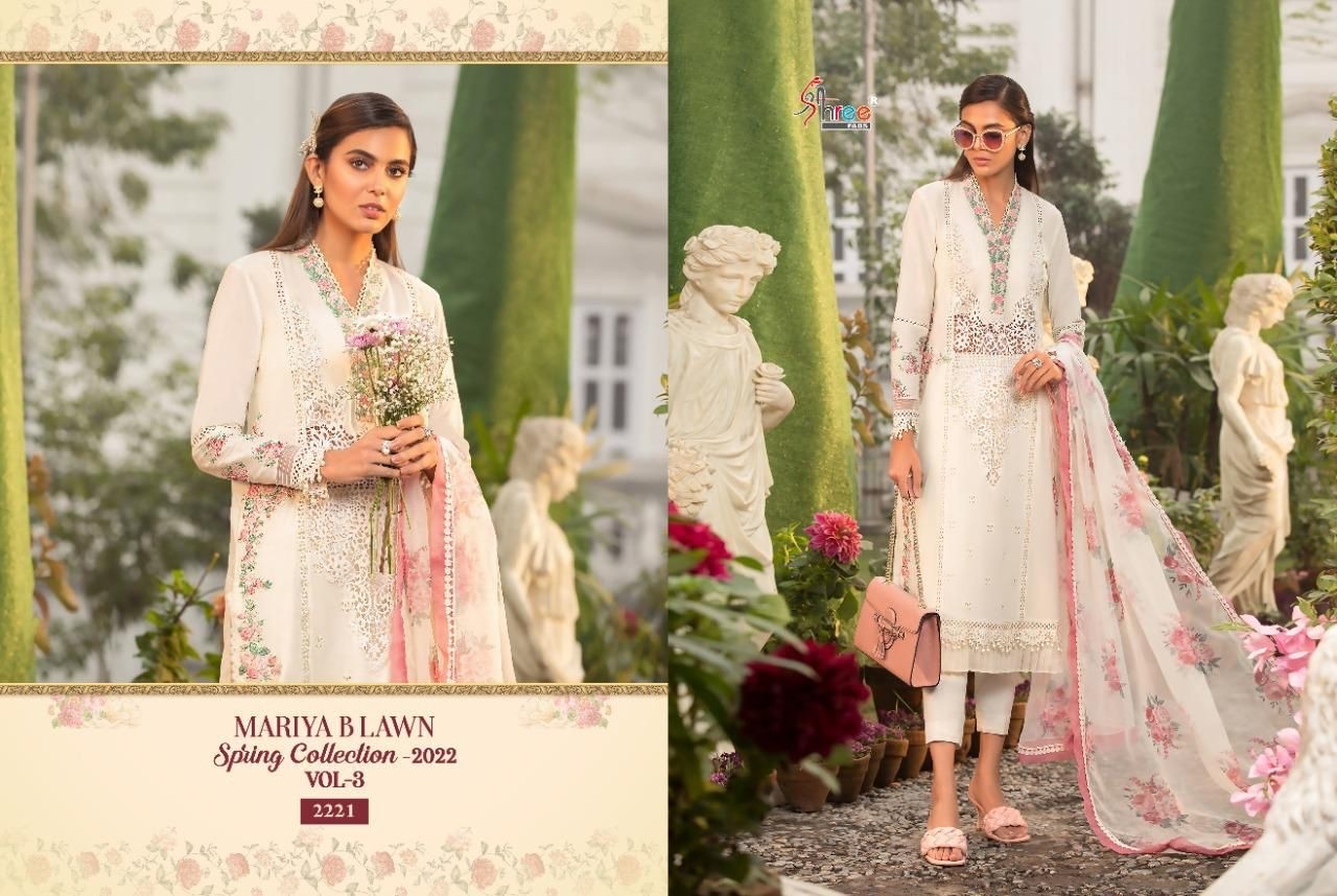 SHREE FABS MARIYA B LAWN SPRING COLLECTION 2022 VOL 3 2217 TO 2224 LATEST DESIGN SALWAR SUITS SINGLE