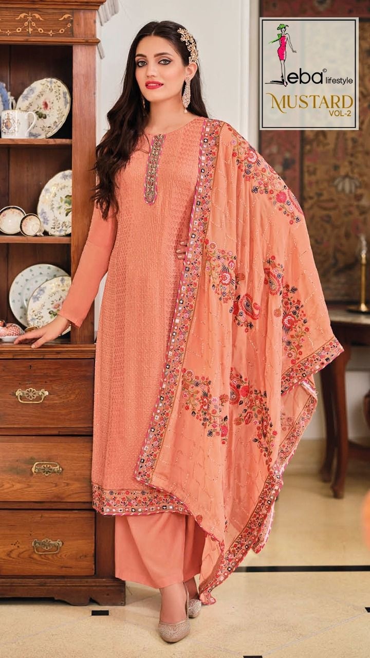 EBA LIFESTYLE MUSTARD VOL 2 MURSTED 1351 PAKISTANI LATEST SUITS