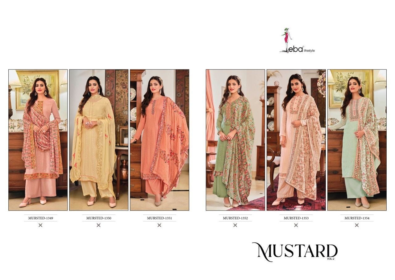 EBA LIFESTYLE MUSTARD VOL 2 MURSTED 1351 PAKISTANI LATEST SUITS