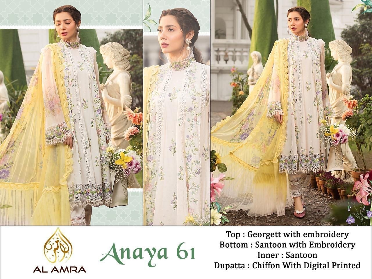 AL AMRA ANAYA 61 PAKISTANI SUITS 100% ORIGINAL QUALITY