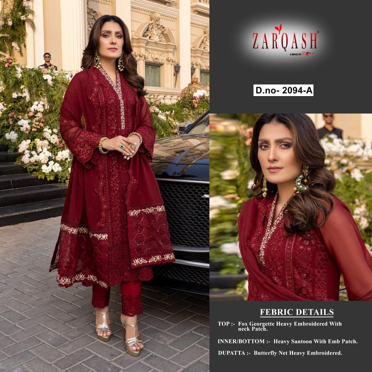 ZARQASH AZURE LUXE Z 2094 A TO Z 2094 F PAKISTANI SUITS SINGLE AVAILABLE