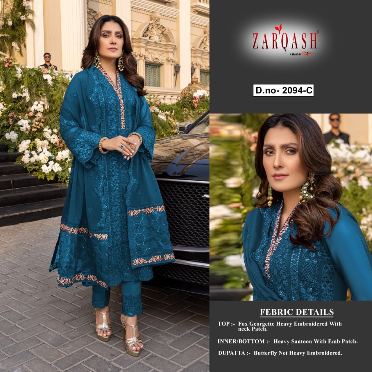 ZARQASH AZURE LUXE Z 2094 A TO Z 2094 F PAKISTANI SUITS SINGLE AVAILABLE