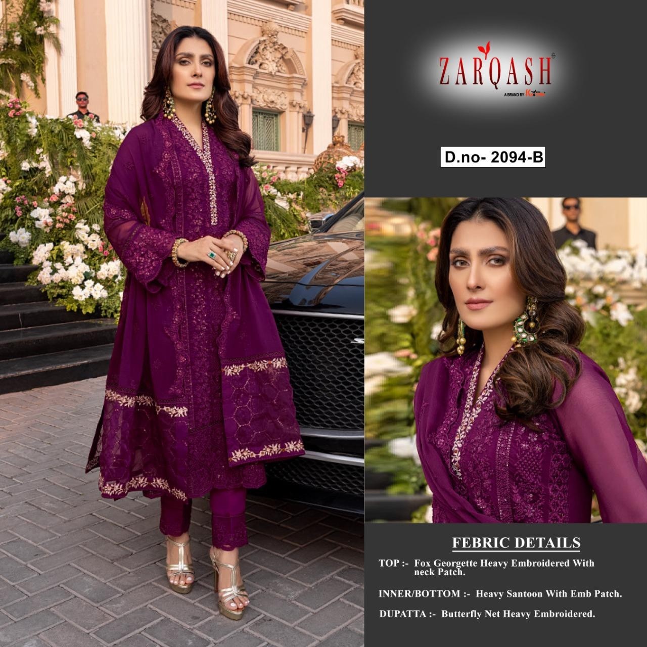 ZARQASH AZURE LUXE Z 2094 A TO Z 2094 F PAKISTANI SUITS SINGLE AVAILABLE