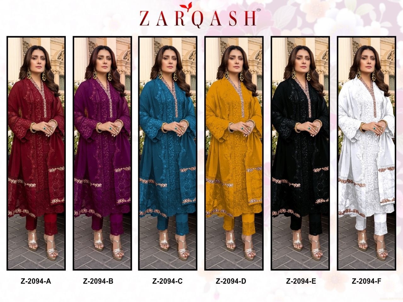 ZARQASH AZURE LUXE Z 2094 A TO Z 2094 F PAKISTANI SUITS SINGLE AVAILABLE