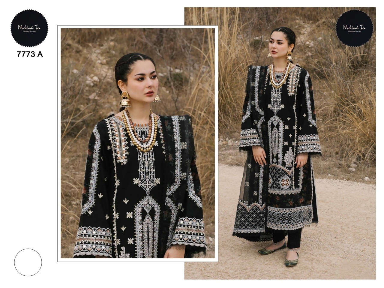 MEHBOOB TEX IZARA BLACK BEAUTY VOL 2 7773 A PAKISTANI SUITS CAMBRIC COTTON