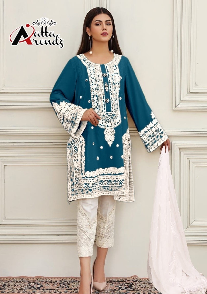 ATTA TRENDZ 2703 GREEN LATEST PAKISTANI KURTIS BY ONLINE