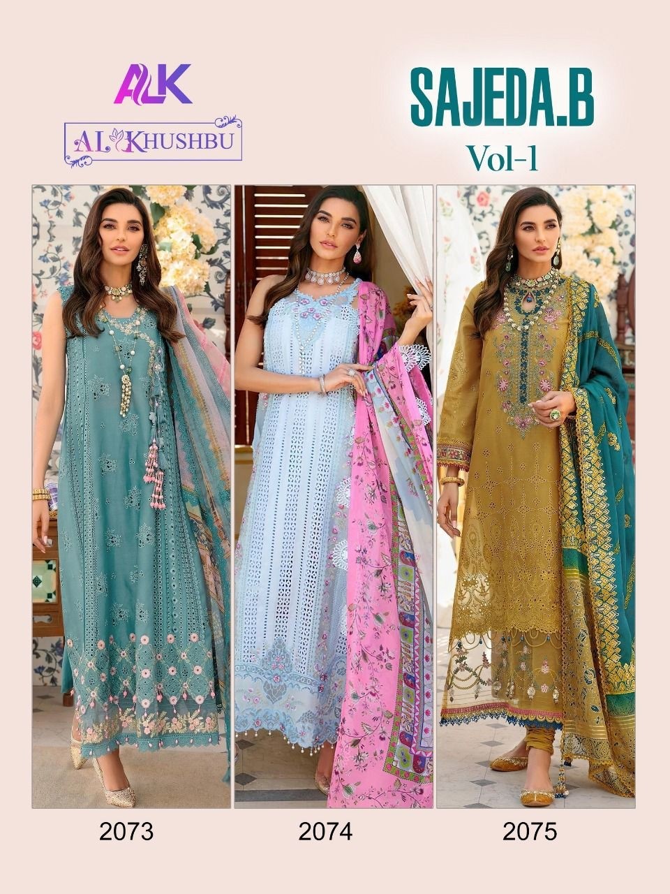 ALK KHUSHBU SAJEDA B VOL 1 2074 DESIGNER PAKISTANI SUITS