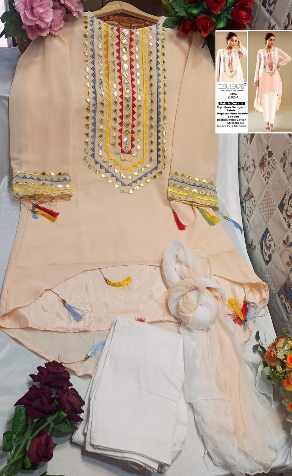 ZELLBURY FESTIVE COLLECTION Z 105 A TO Z 105 E PAKISTANI KURTIS SINGLE