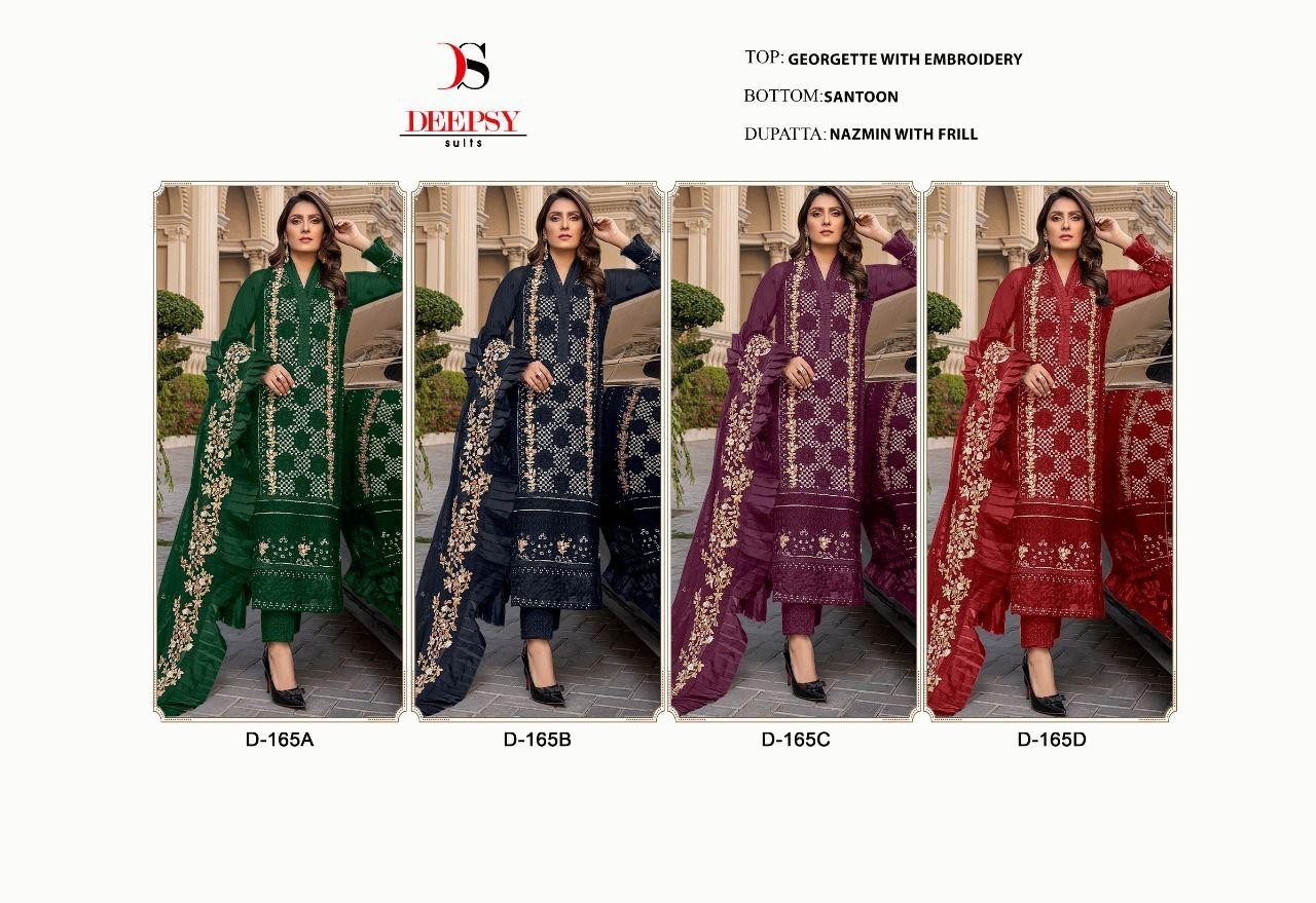 DEEPSY SUITS D 165D RED PAKISTANI BEST SUITS COLLECTION SINGLE