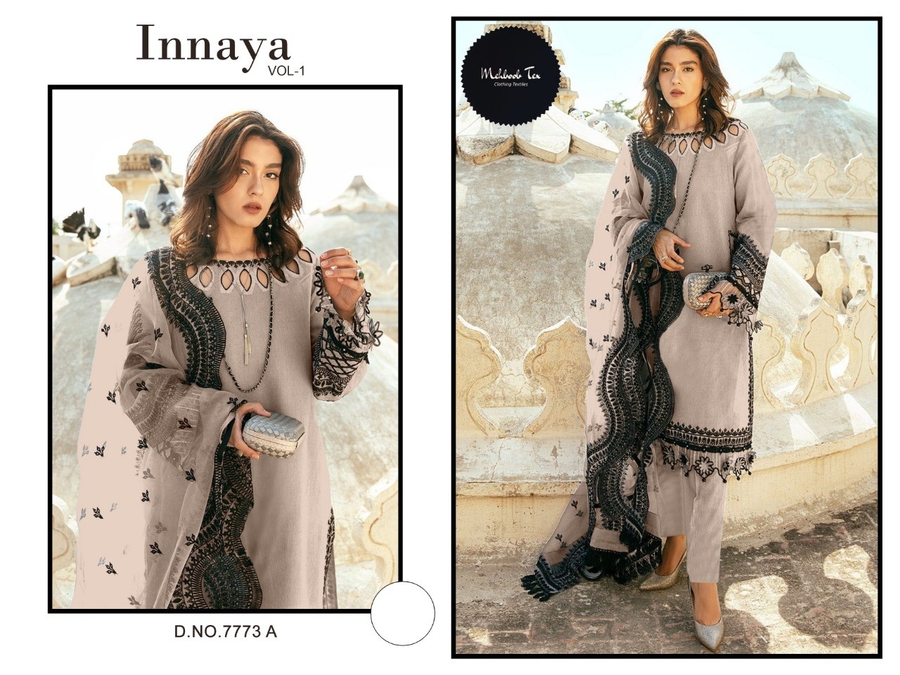 MEHBOOB TEX INNAYA VOL 1 D 7773 A PAKISTANI KURTIS 100% ORIGINAL COTTON